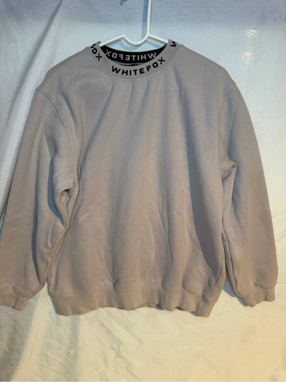 White Fox Boutique Men's Taupe Crewneck Sweatshirt with Branded Neckline